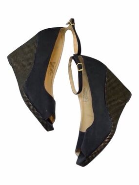 Torrid Black Peep Toe Wedge Sandals Size 10